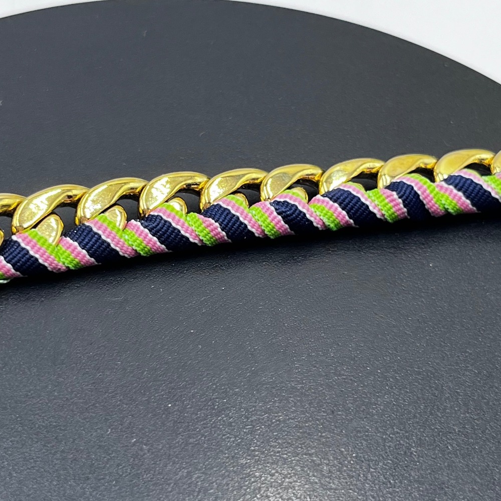 Kate Spade New York "Learn the Ropes" Woven Chain Pink Green White Bracelet - Picture 5 of 9